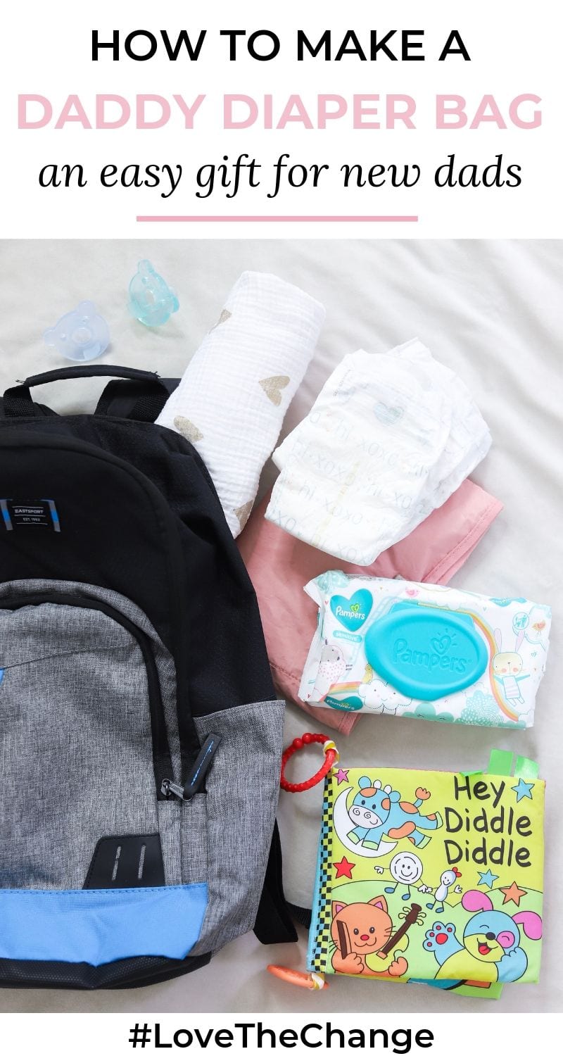Easy & Affordable Father’s Day Gift Idea for New Dads | Three easy ways to empower new dads to be hands-on fathers with Pampers Pure + how to create a #LoveTheChange Daddy diaper bag from Walmart for Father's Day! (AD) | Looking for an affordable Father's Day gift idea that he'll love? Orlando, Florida mom blogger Ashley Brooke Nicholas is sharing how to make a Daddy diaper bag that's stocked with all of the newborn baby essentials he'll need! | best diapers and wipes, new baby gift for dads